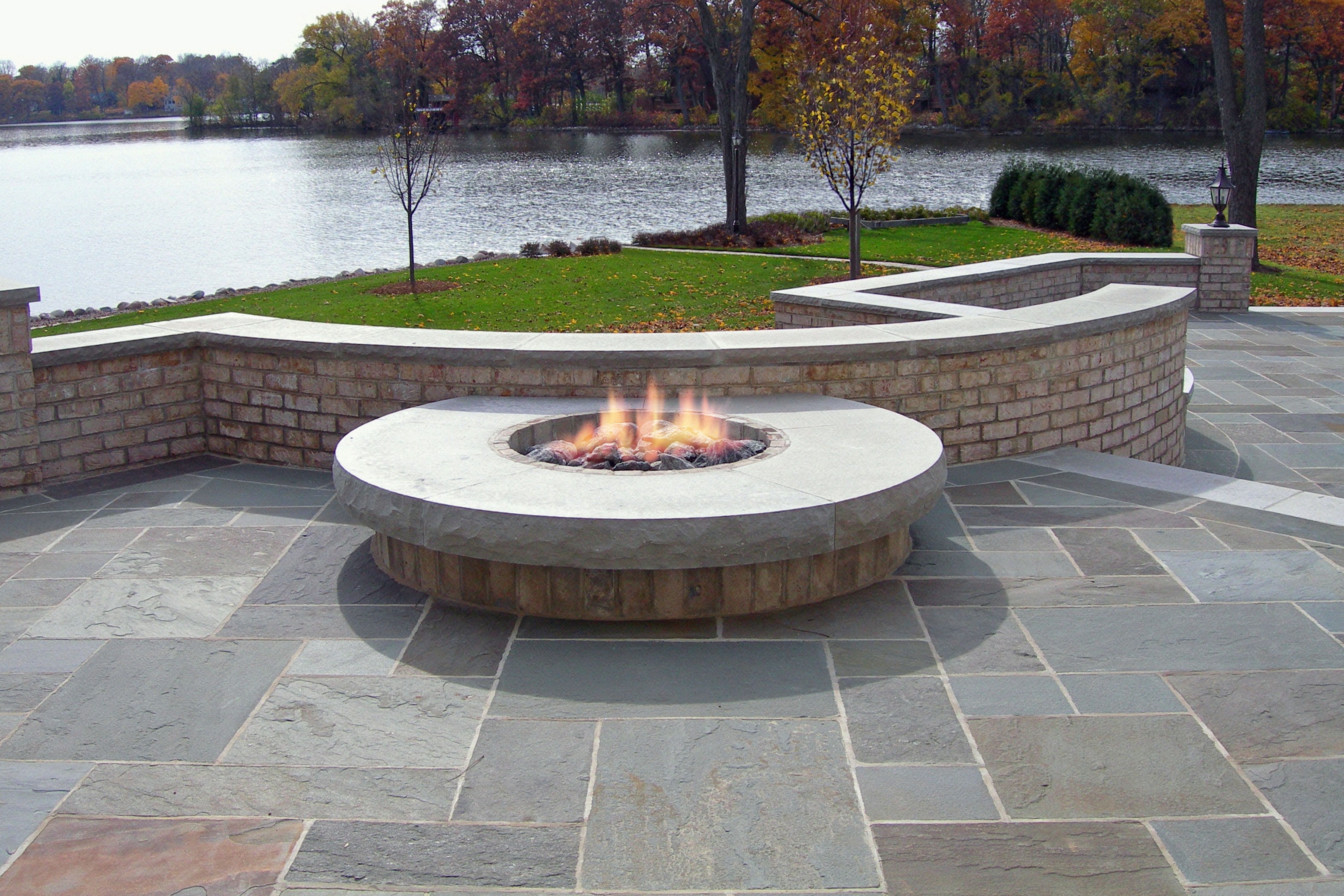 halquist PA bluestone firepit & cut flagstone