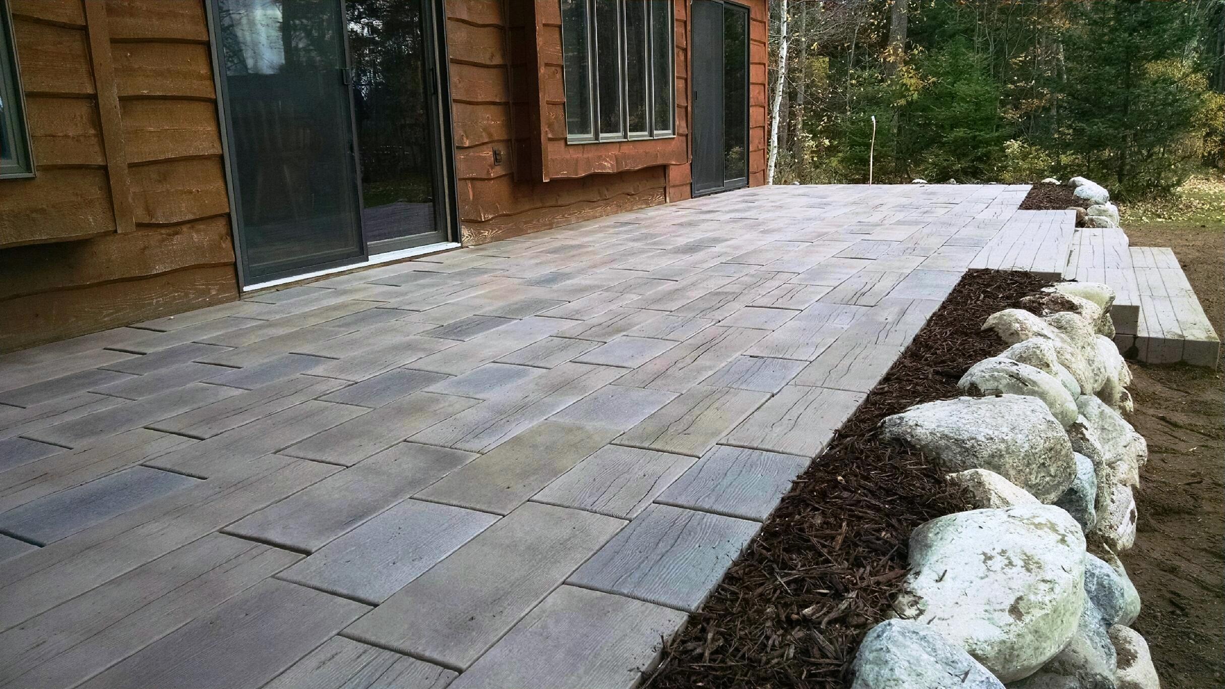 RCP weathered grey plank pavers and steps