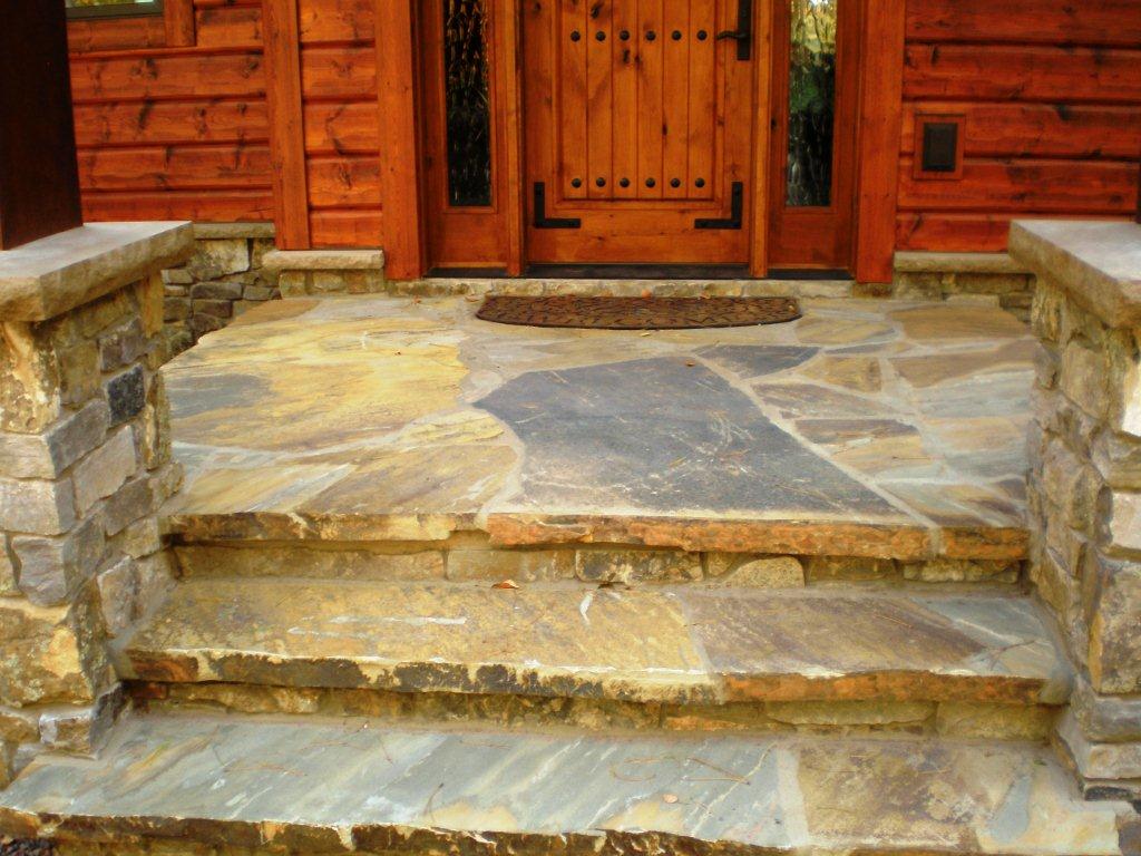 Quality stone hazelnut flagstone front stoop