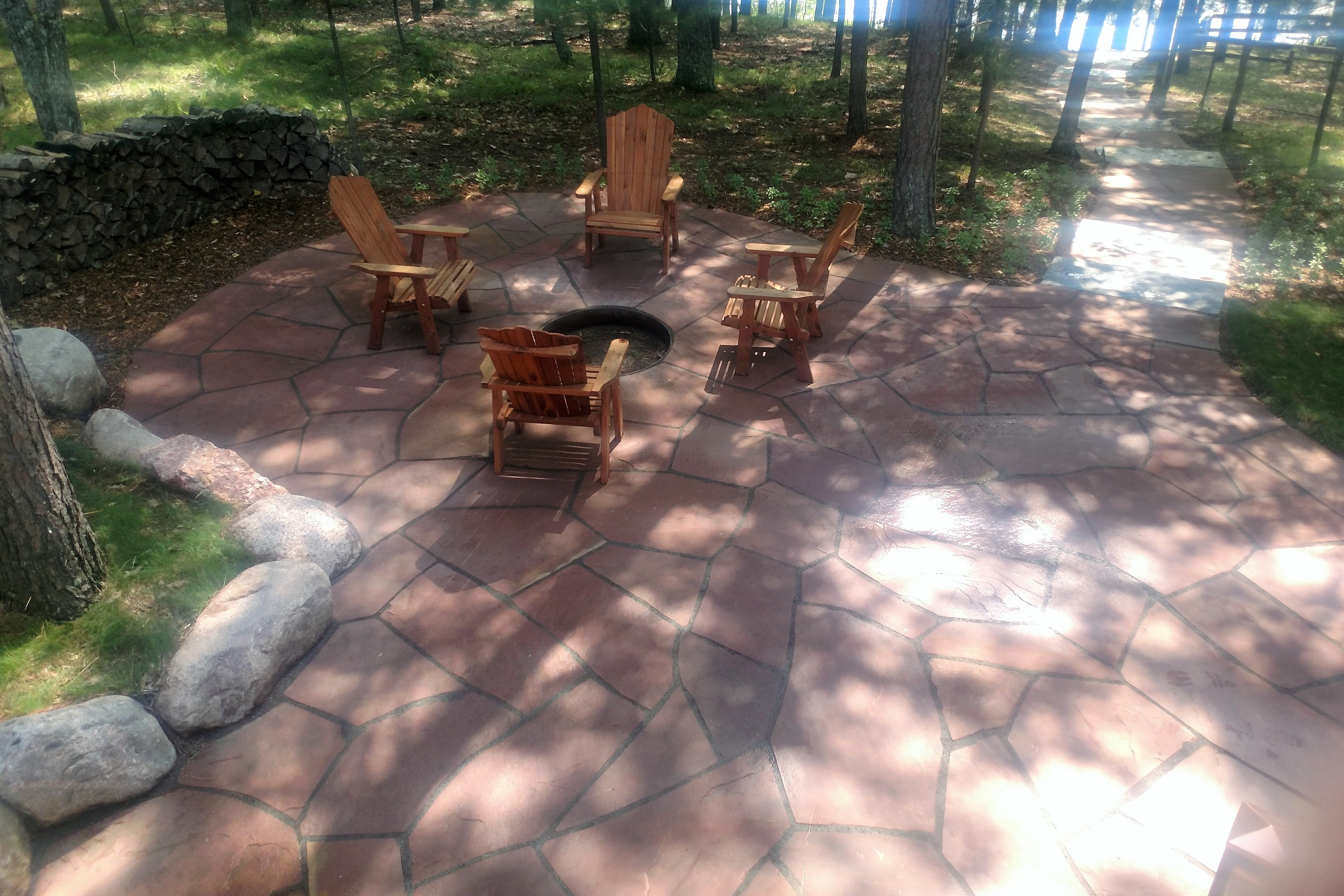 telluride colorado red flagstone patio & firepit